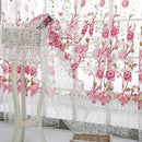 4pcs Peony Curtain Living Room Bedroom Home Door Window Curtain (Pink)