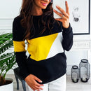 Fashion Women Color Splicing Autumn Pullovers Casual Jumpers Thick Sweatshirt