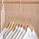 Clothes Wardrobe Hanger Hook Clothing Hanging Rack Shelf Organizer (Pink)