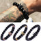 Volcanic Stone Mens Beaded Bracelet Steel Titanium Crown Bracelets Cuff Bangles