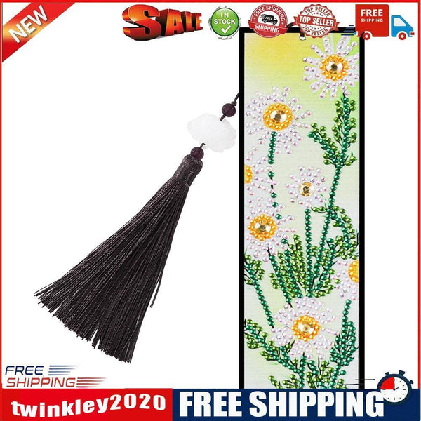 5D DIY Special Shaped Mosaic Leather Diamond Painting Bookmark with Tassel