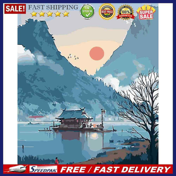 Wall Art Home Decor Lake Boat Oil Painting Acrylic Canvas Paints Picture Ar