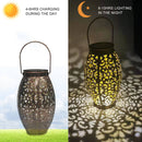 Solar Garden Lanterns, Retro Metal LED Outdoor Hanging Lights with Handle Newly