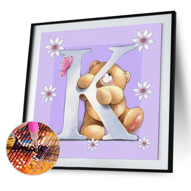 Diamond Painting Letter Bear 5D DIY Full Drill Round Cartoon Art (B1064)