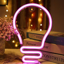 Light Bulb LED Neon Light Neon Sign Hanging Decoration Night Lamp (Pink) Newly