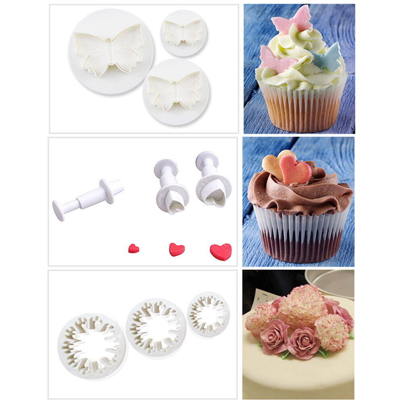 33pcs Sugarcraft Cake Decorating Fondant Plunger Cutters Tools Mold Newly
