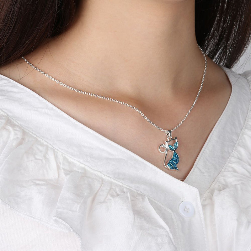 Exquisite Trendy Elegant Gift Fashion Chain Opal Necklace Cat Pendant Jewelry