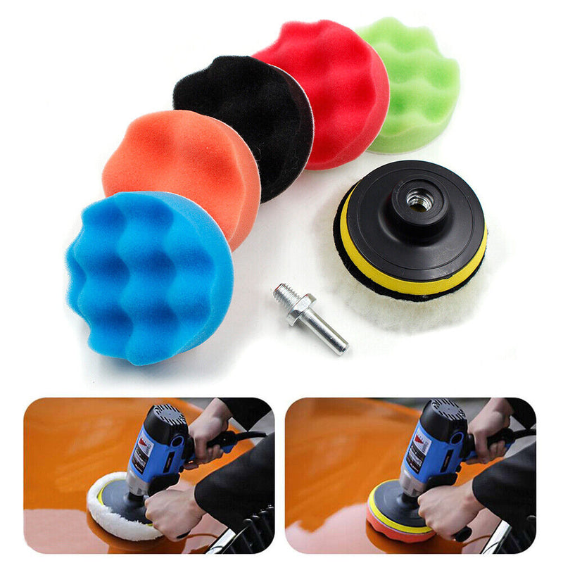 8pcs/Set Car Polishing Disc Buffing Waxing Sponge Car Polisher Drill Adapter