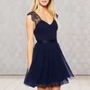 V-neck Sexy Sleeveless Tunic Dresses Women Solid Color Backless Chiffon Dress