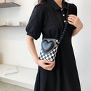 Heart Flap Bead Strap Shoulder Bag Ladies Leather Handbags Female Crossbody Tote