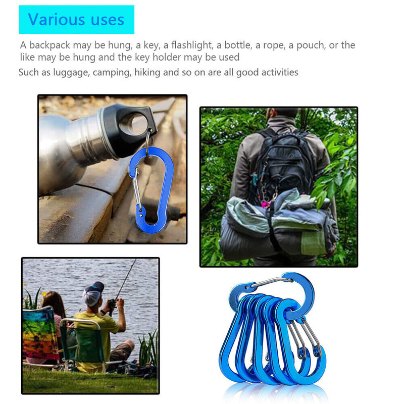 6pcs Outdoor Camping Carabiner Quick Hanging Buckle Climbing Survival Equipme
