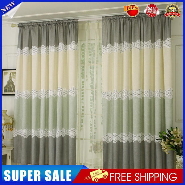 4pcs Strip Shading Curtain Bedroom Living Room Semi Blackout Purdah(Green)