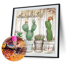 DIY Cute Cactus Mosaic Full Round Diamond Drawing Handmade Rhinestone Craft Gift