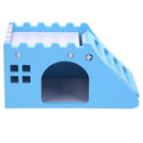 Hamster Staircase Villa Sleeping House Bear Pet Nest Log Cabinet(Blue)