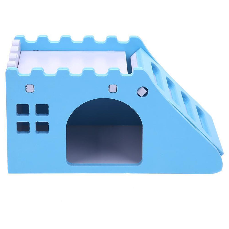 Hamster Staircase Villa Sleeping House Bear Pet Nest Log Cabinet(Blue)