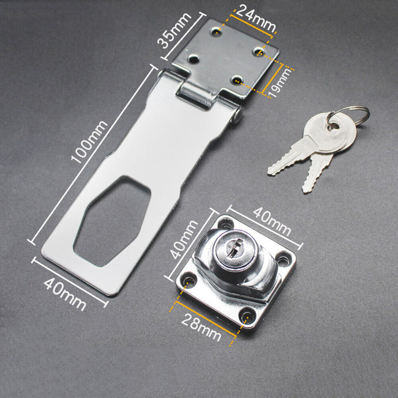 Punch-Free Stainless Steel Drawer Lock with Key Door Bolt Locks (4 Inch) Newly