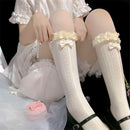Elastic Maid Girl Gift Knee High Lace Bow Socks Transparent Lolita Socks