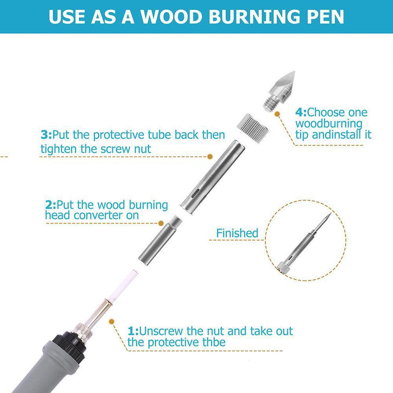 Adjustable Temperature Soldering Iron - Wood Burning Pyrography Tool Set, Hoko