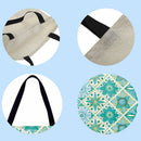 Fashion Women Casual Green Check Flowers Linen Large Capacity Shopping Handbags