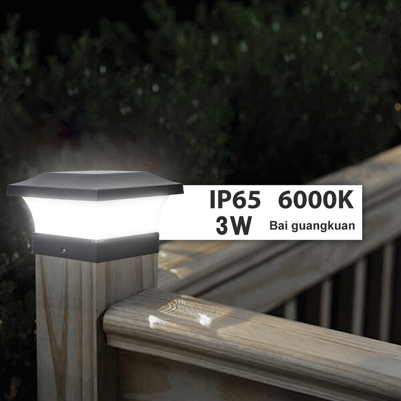 LED Solar Column Light Waterproof Pillar Night Lamp Garden Fence Decor (A) Newly