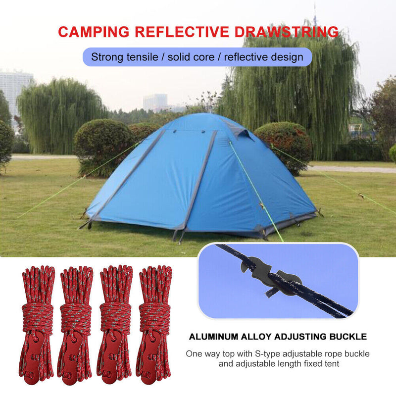 4pcs Wind Rope with S-Shaped Hooks Outdoor Camping Hiking Tent Wind Rope Buck