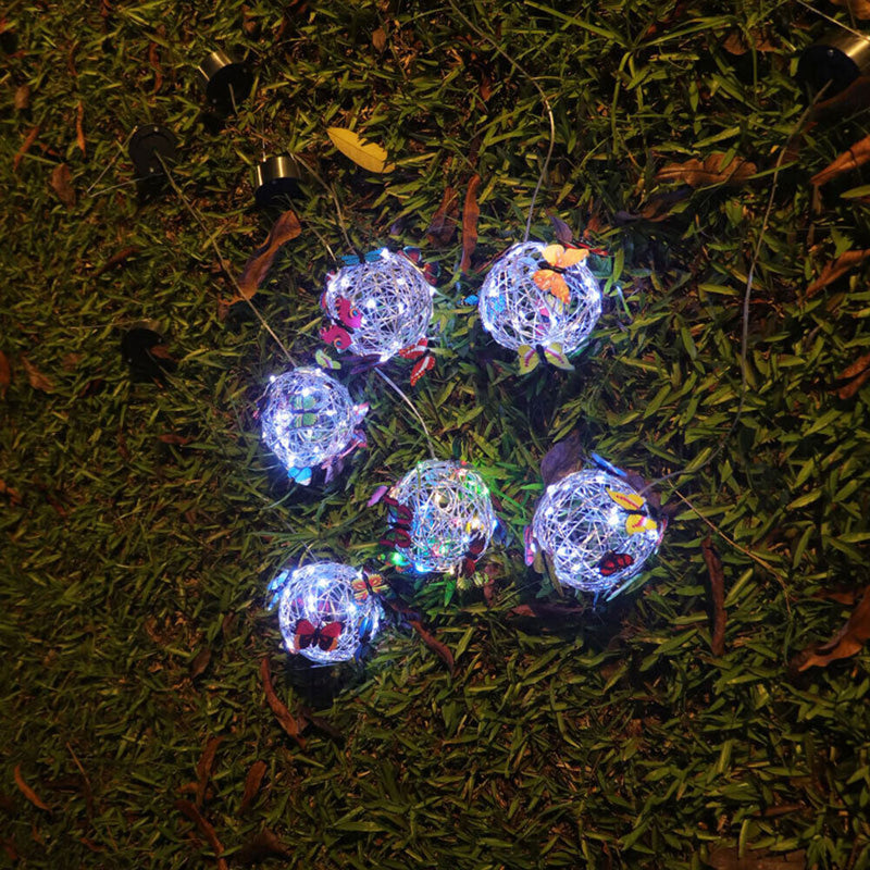 LED Solar Butterfly Ball Hanging Tree Lamps - Round Sunlight - Outdoor