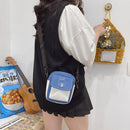 Retro Women Cartoon Contrast Color Canvas Shoulder Bag Mini Flap Crossbody Bags
