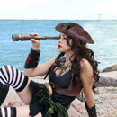 Distressed Leather Effect Deluxe Pirate Highwayman Dress Fancy Hat Tricorn F4R2