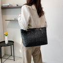 Women Embroidery Thread Plaid Top-handle Bag Female Chain Large Capacity Handbag