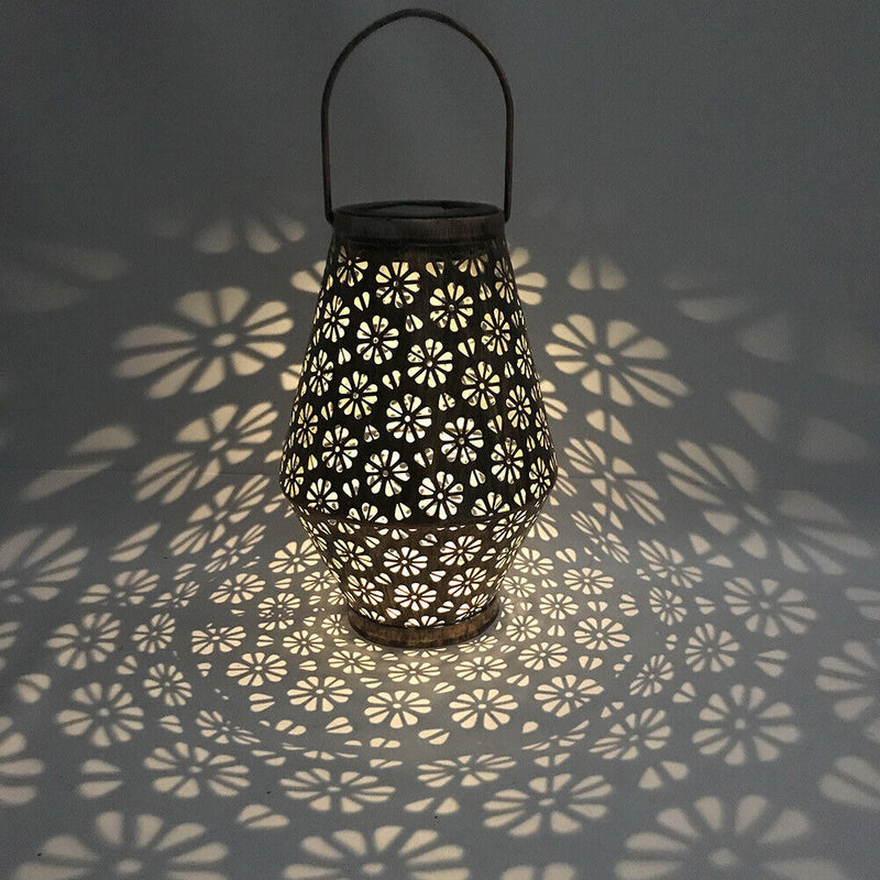 Solar Projection Lamp Outdoor LED Portable Wall Hanging Lantern for Garden Decor