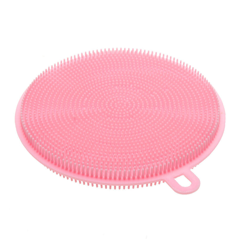 Multifunction Silicone Dish Bowl Cleaning Brush Pot Washing Tool (Pink)