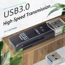TF Card Reader 2 in 1 USB 3.0 Memory Drive Free Cardreader Adapter (Black) Newly