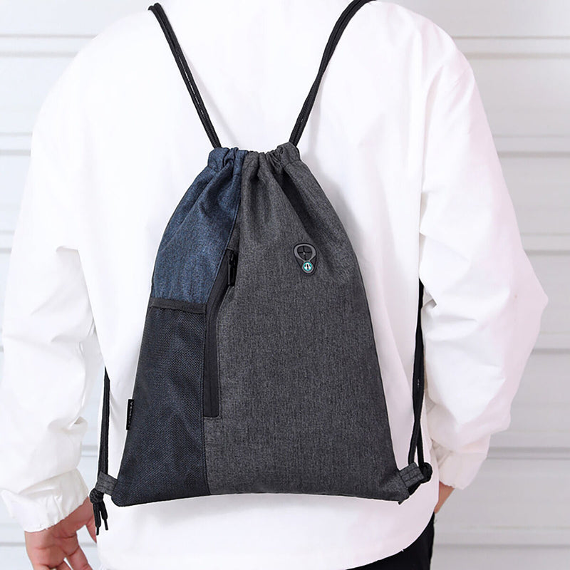 Gym Sack Drawstring Bag - Nylon Sports Travel Drawstring Bag (Dark Blue) Newly