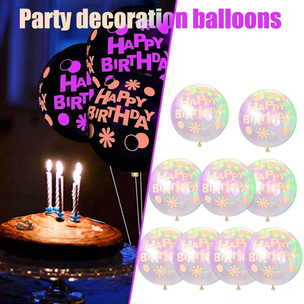 10Pcs 12inch Fluorescent Balloon Glow Luminous Love Heart Latex Balloon\