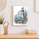 Cross Stitch Kit DIY Blue Lighthouse 14CT Stamped Needlework 22X29cm (F965)