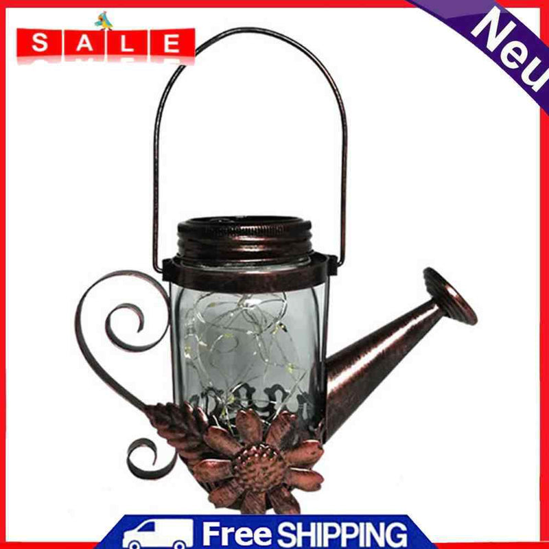 2PCS Solar Lantern Outdoor 20 LEDs Hanging Watering Can Fairy Lights