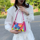 Fashion Geometric Hit Color Clutch Leather Women Casual Shoulder Underarm Bags