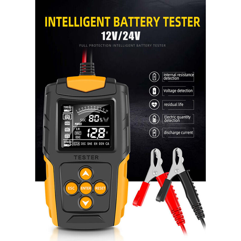 12V 24V Car Battery Tester Digital Gel AGM WET CA SLA Lead Acid Battery Analyzer