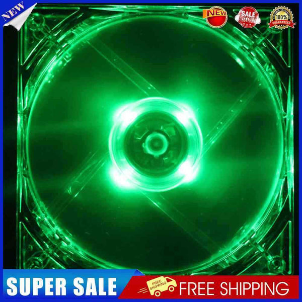 LED Light CPU Cooling Fan Computer PC Clear Case Quad 12CM Heatsink Green
