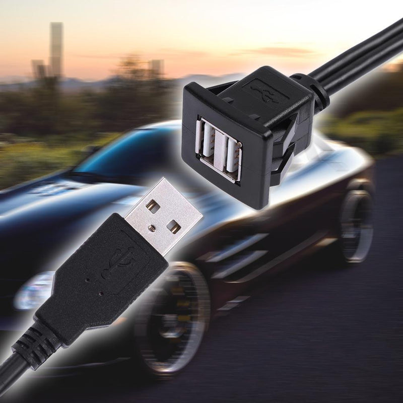 1M Dual USB 2.0 Built-in Female Adapter Port Extension Cable Car Car PC
