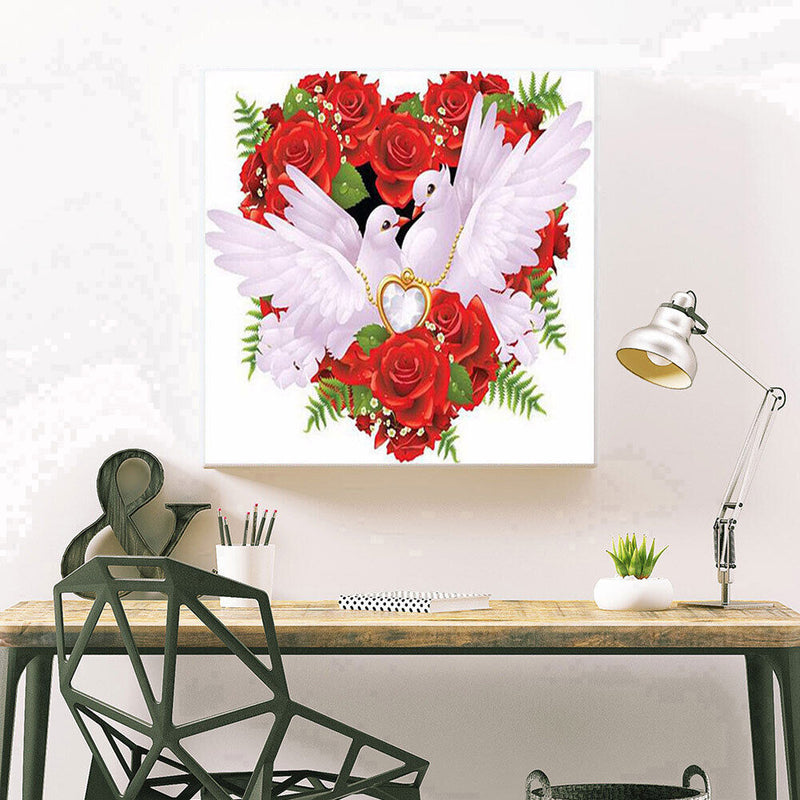 Rose Peace Pigeon 5D DIY Diamond Painting Kits Full Square Drill Wall Decor Gift