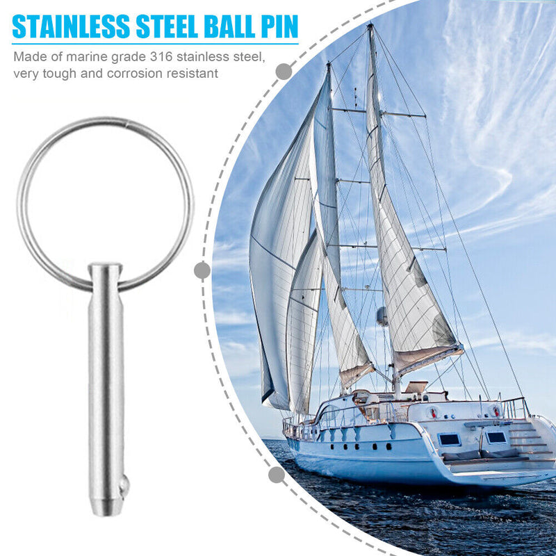 Stainless Steel Boat Quick Release Ball Pin Bimini Top Deck Hinge Hardware Newly