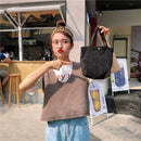Casual Corduroy Shoulder Bag Women Mini Bento Solid Top-handle Tote (Black)