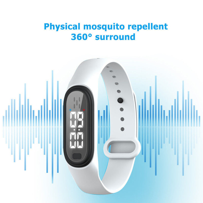 Q2 Ultrasonic Mosquito Repellent Watch Anti Pest Bug Drive Bracelet (White)