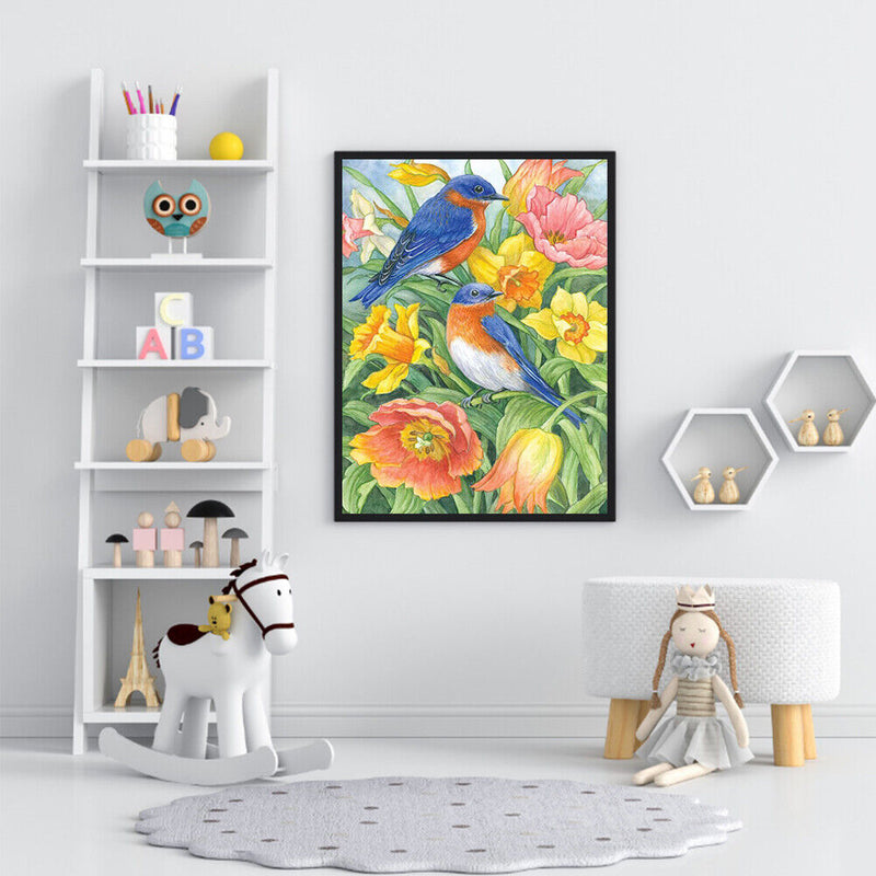 Frameless Bird Flower Oil Paint By Numbers Kit DIY Acrylic Handmade Handicraft