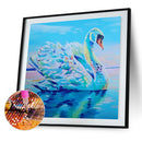 5D DIY Full Drill Round Shape Swan Rhinestone Diamond Drawing Home Decoration