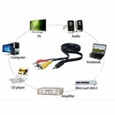 to Male Audio Video Laptop 3.5mm Jack to 3 RCA Adapter Wire AV Cable AUX Cable