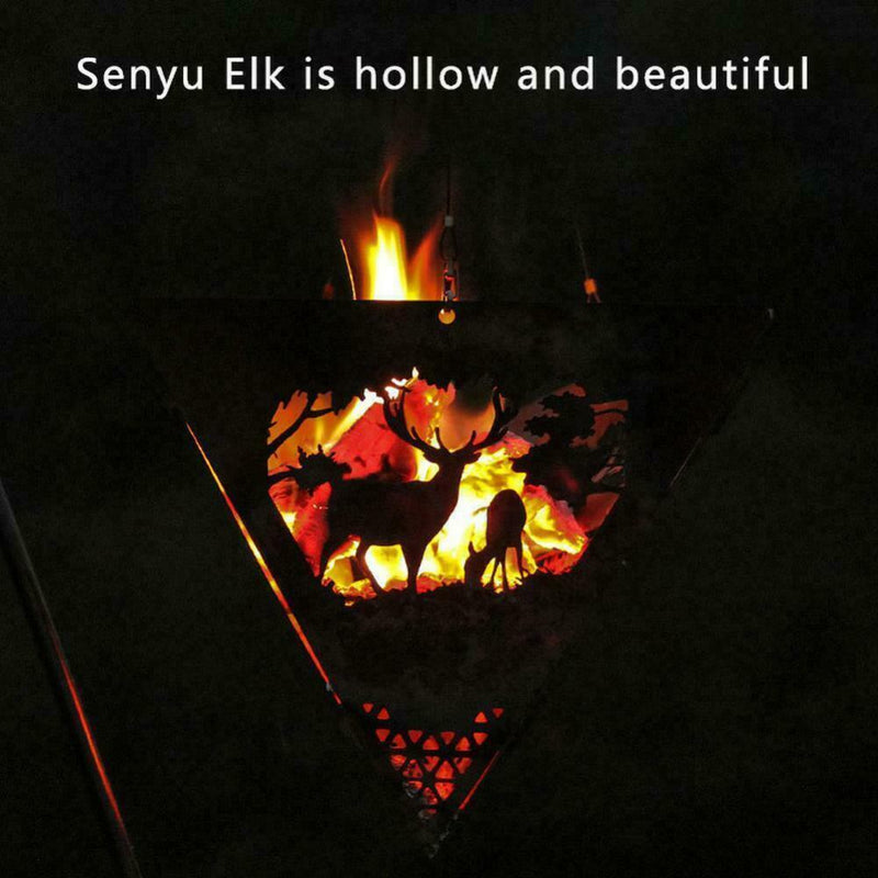 Outdoor Triangle Wood Burning Stove Portable Camp Firewood Steel U8Q6