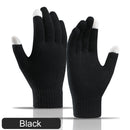 Full Finger Knitted Gloves Men Women Bike Warm Touch Screen Mittens (Black)