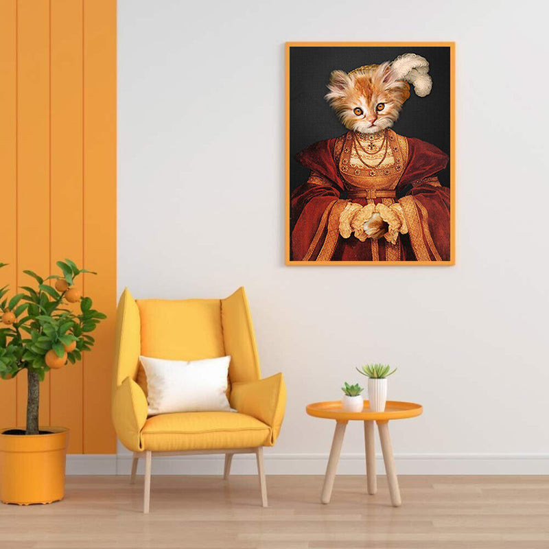 Dame Cat Oil Paint By Numbers Kit DIY Frameless Drawing for Adults Home Decor